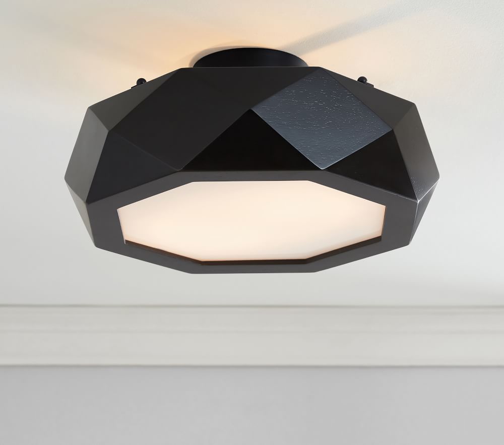 Faceted Wood Flushmount